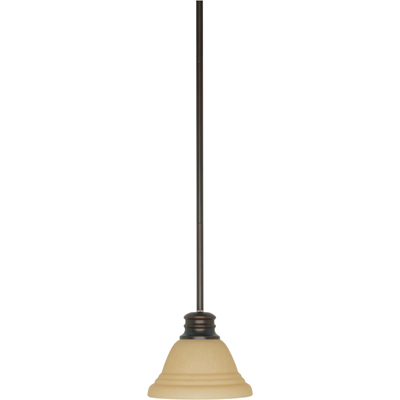 Nuvo Lighting 60/1277  Empire 1 Light 7" Mini Pendant with Champagne Linen Washed Glass in Mahogany Bronze Finish